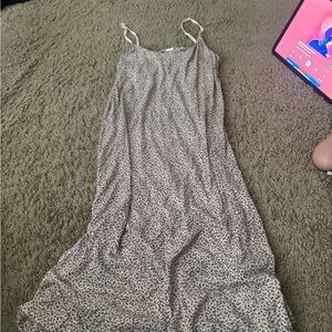 H&M pink and Black Floral Midi Dress